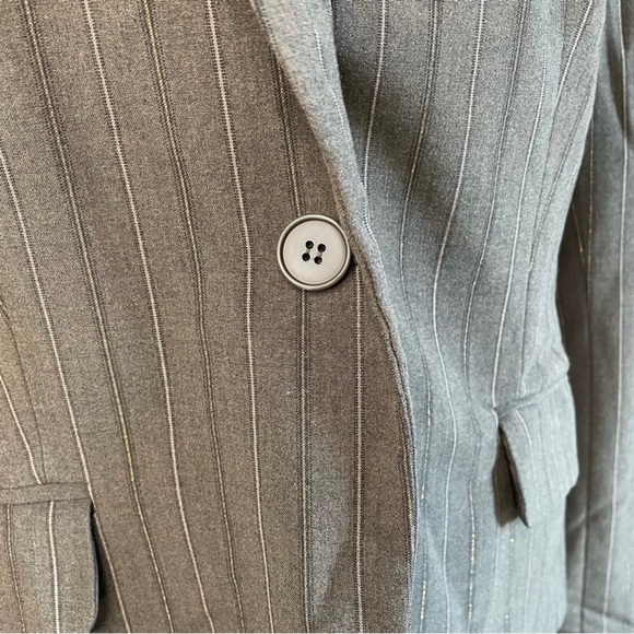 New York & Co Women’s Brown Metallic Gold Striped Blazer Jacket Size 12 - Picture 8 of 13